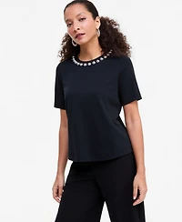 I.n.c. International Concepts Women's Embellished Crewneck T-Shirt, Macy's Exclusive