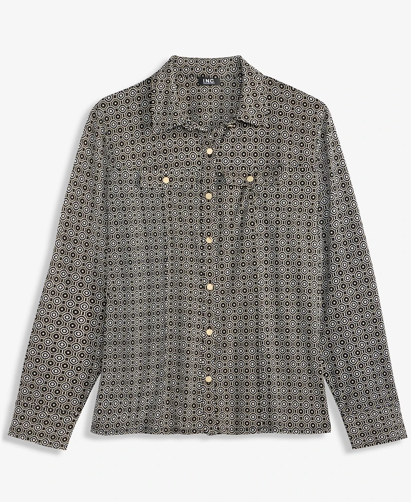 I.n.c. International Concepts Women's Utility Printed Long-Sleeve Button-Up Blouse, Macy's Exclusive