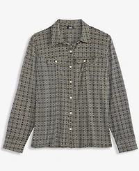 I.n.c. International Concepts Women's Utility Printed Long-Sleeve Button-Up Blouse, Macy's Exclusive