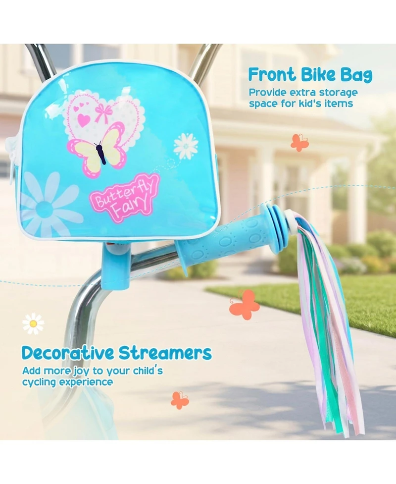 Hongge 18-Inch Girls Bike with Pre-Assembled Training Wheels, 132 lb Capacity, Ages 4–8