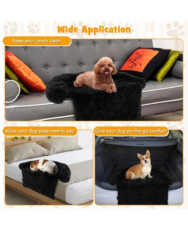 Sugift Plush Calming Dog Couch Bed with Anti-Slip Bottom