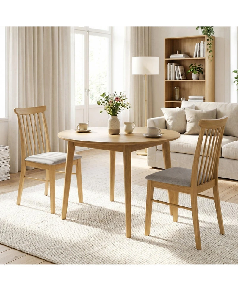 Sugift Set of 4 Fabric Upholstered Armless Dining Chairs with Rubber Wood Frame