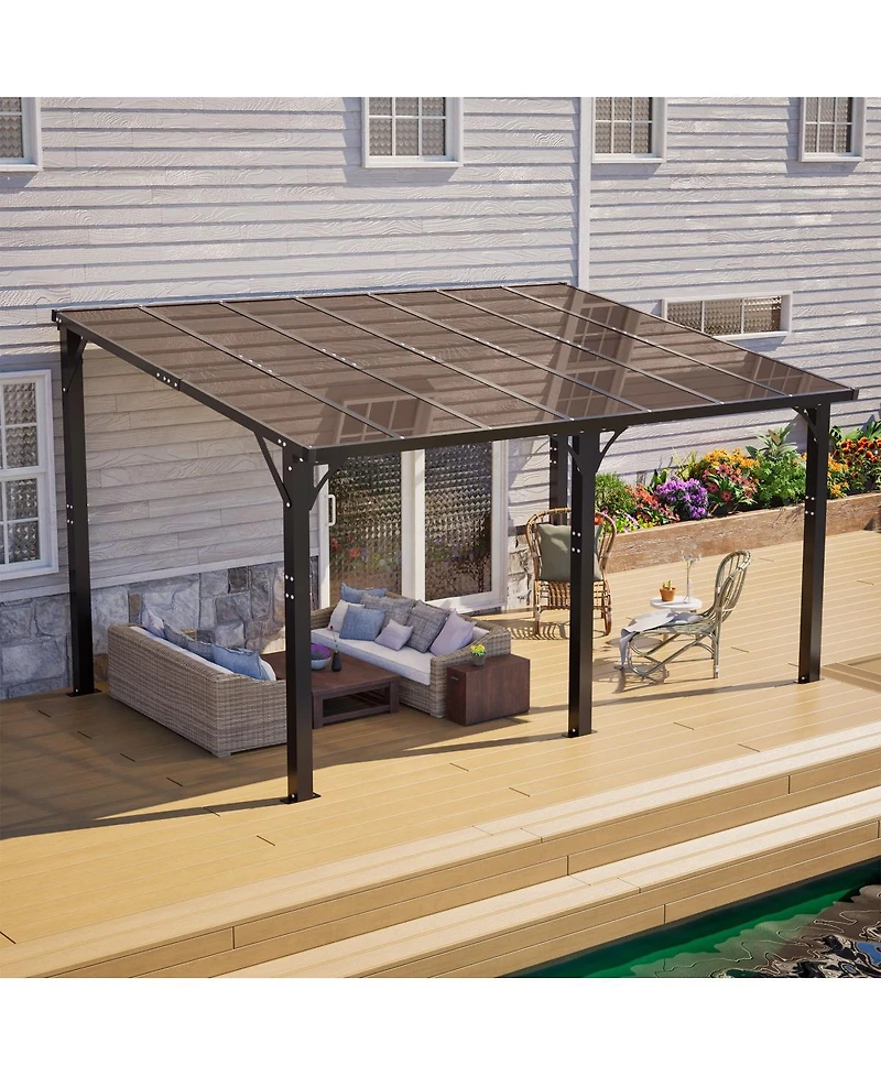Asagikoiai 9x13 Ft Hardtop Gazebo, Aluminum Patio Pergola with Polycarbonate Roof
