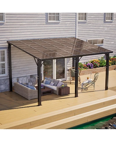 Asagikoiai 9x13 Ft Hardtop Gazebo, Aluminum Patio Pergola with Polycarbonate Roof