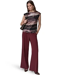 Donna Karan New York Petite Sleeveless Boat Neck Print Blouse