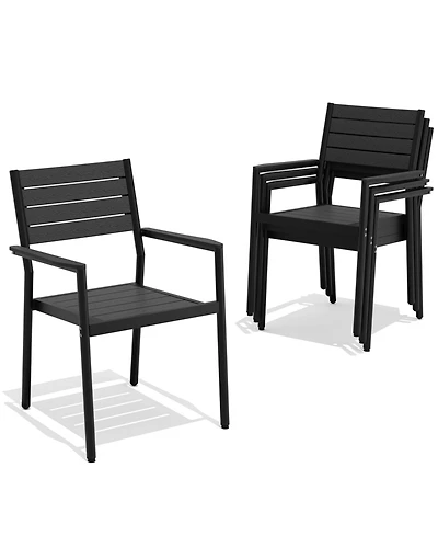Pellebant Outdoor Patio Aluminum Dining Chairs with Armrest