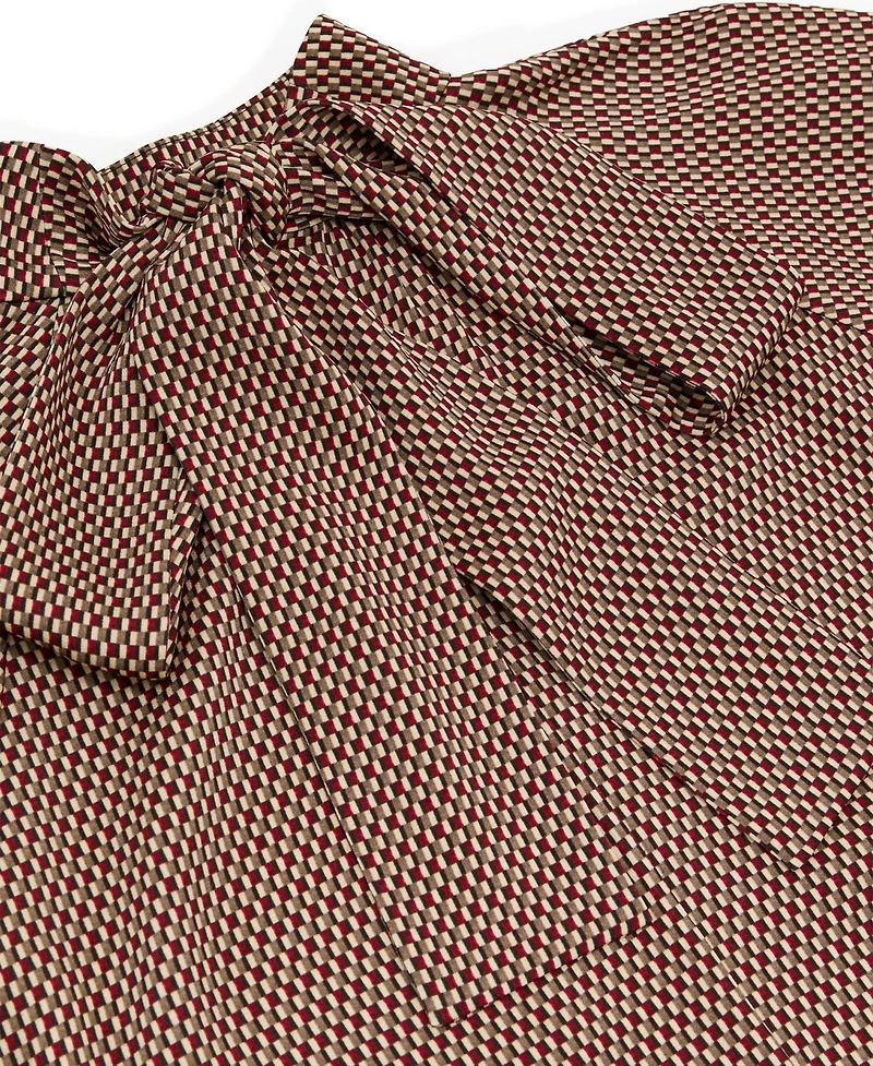 Reiss Women's Geometric-Print Tie-Neck Blouse