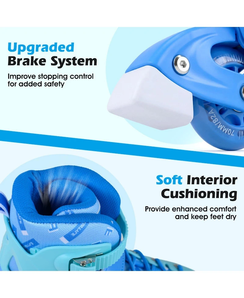 Sugift 4-Size Adjustable Light-Up Kids Inline Skates