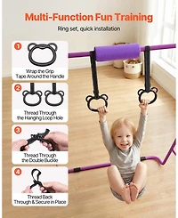 Sugift Kids Folding Gymnastic Kip Bar Adjustable 36-52 in Height 140 lbs Capacity for Ages 3-8