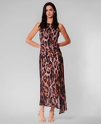 julia jordan Women's Leopard-Print Asymmetrical-Hemline Midi Dress