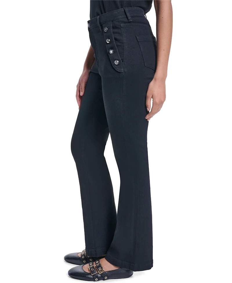 Karl Lagerfeld Paris Women's Sailor Denim Flare High-Waisted Jeans