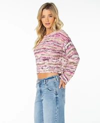 Roxy Women's Swell Season Striped Cropped Long-Sleeve Cotton-Blend Sweater