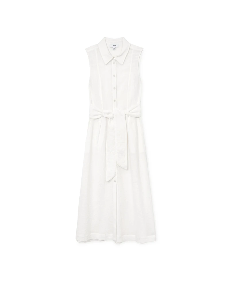 Reiss Women's Morgan Sleeveless Midi Cotton Dress with Side Pockets