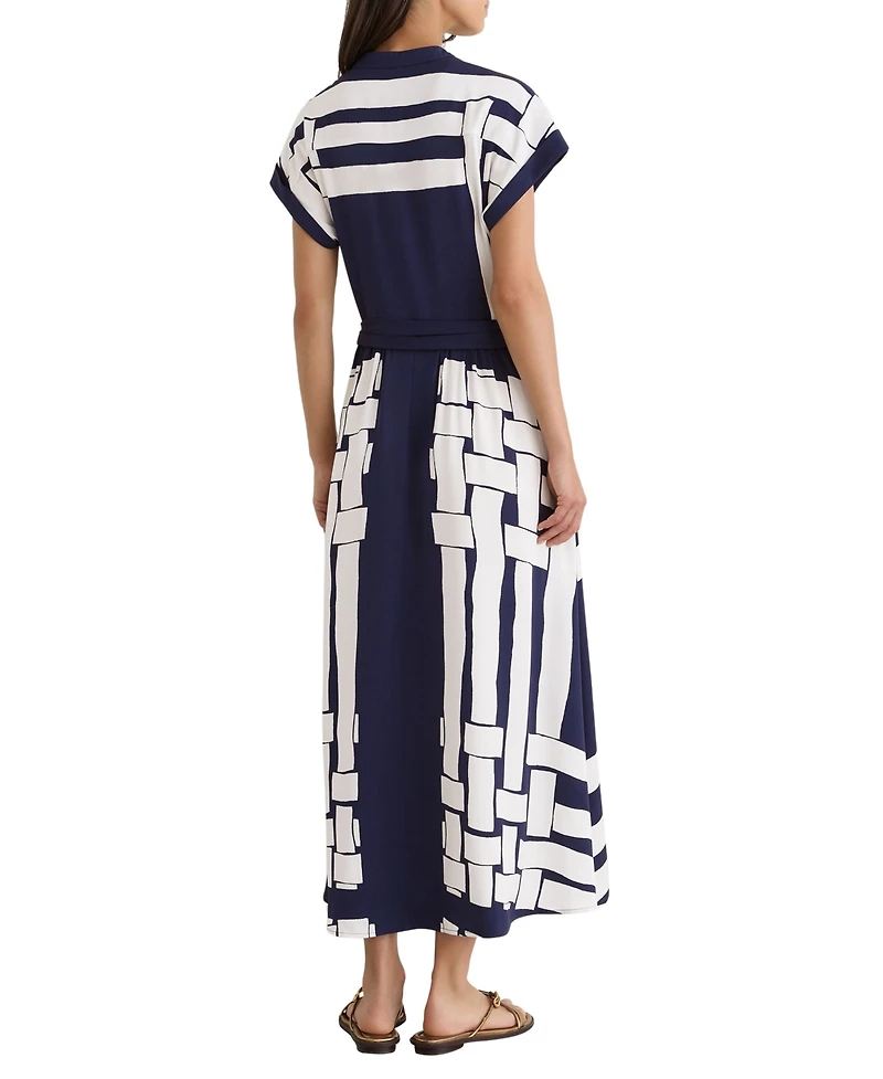 Reiss Women's Samira Scarf-Print A-Line Belted Midi Dress
