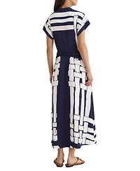 Reiss Women's Samira Scarf-Print A-Line Belted Midi Dress