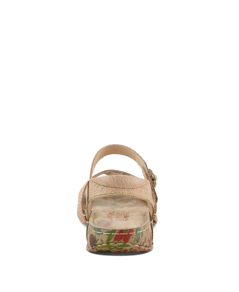 L'Artiste Women's Popular Quarter Strap Sandal with Leather Upper