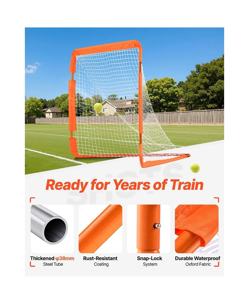 Sugift Small Kids Folding Portable Lacrosse Goal Net With Carry Bag Iron Frame For Youth Training