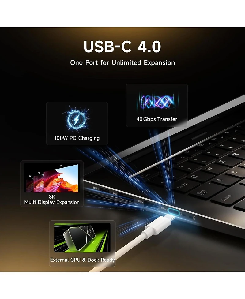 Nimo 17.3 Ai Laptop,Amd Ryzen 9 HX370 64GB Ram 2TB Ssd Radeon 890M,with eGPU of Amd Rx 7600M Xt 8GBGDDR6 for Video Editing,Ai TasksandRemote Streaming