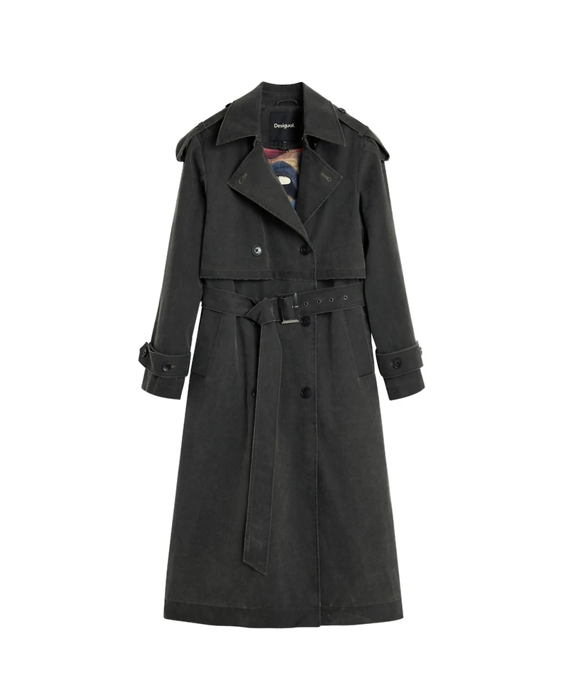 Desigual Women's Trench Coat Leather Effect