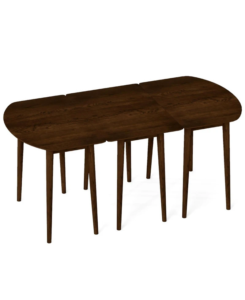 Sugift Extendable Dining Table Set with 2 Half-Round and 1 Rectangular Tables