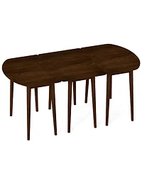 Sugift Extendable Dining Table Set with 2 Half-Round and 1 Rectangular Tables