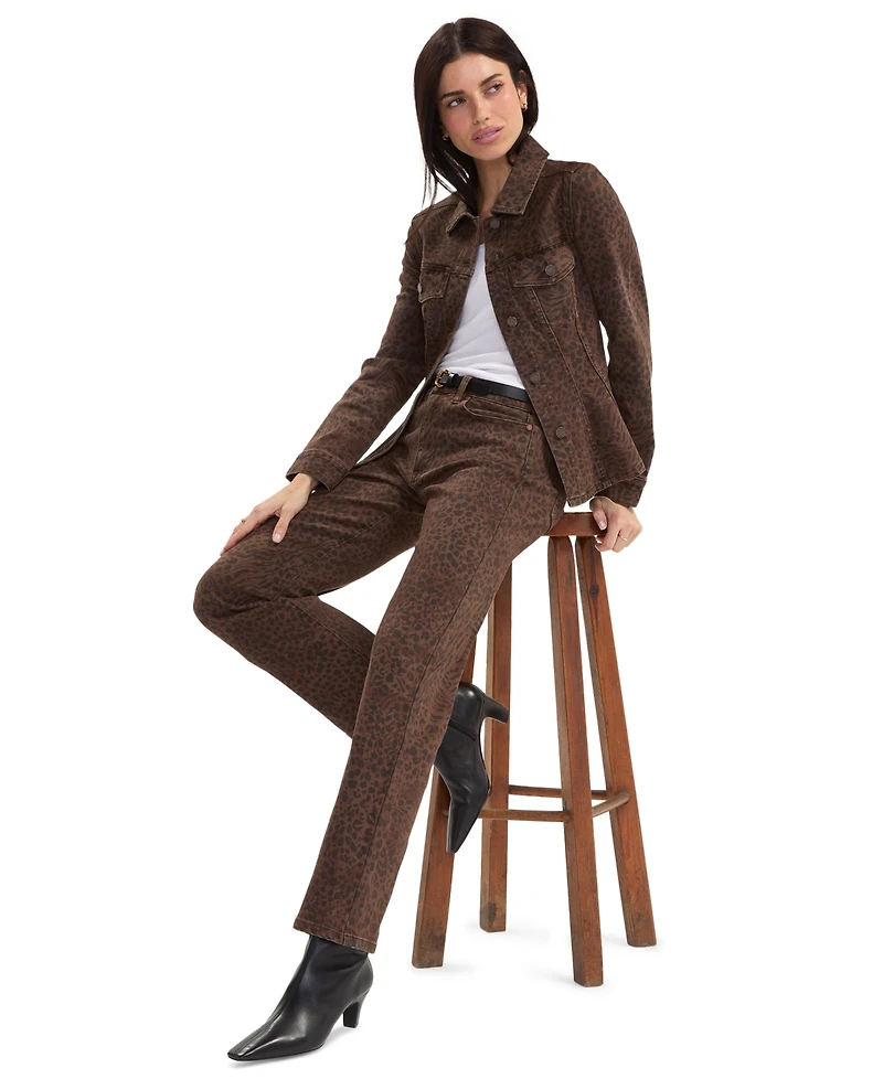 Liverpool Los Angeles Petite Kennedy Straight Leopard Print Straight-Leg Jeans