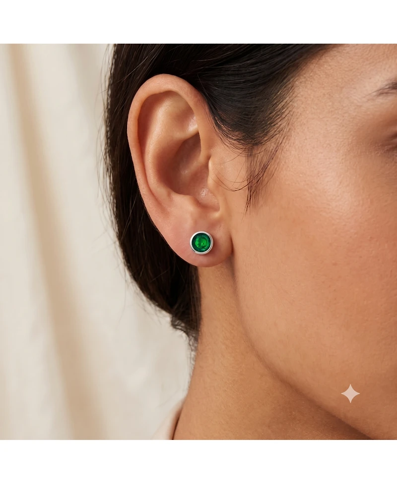 Simona Sterling Silver, 6mm Bezel-Set Cz Stud Earrings