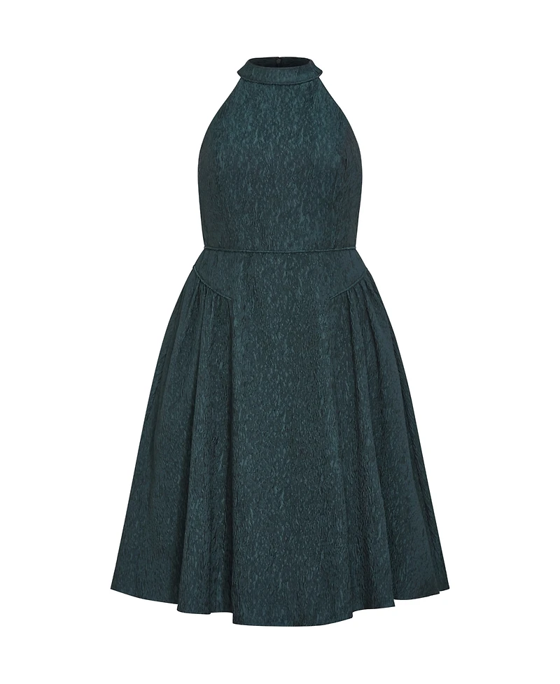 City Chic Plus Halter Jacquard A-Line Midi Dress