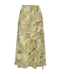 Modenaire Women's Tiered Ruffle Drawstring Midi Skirt