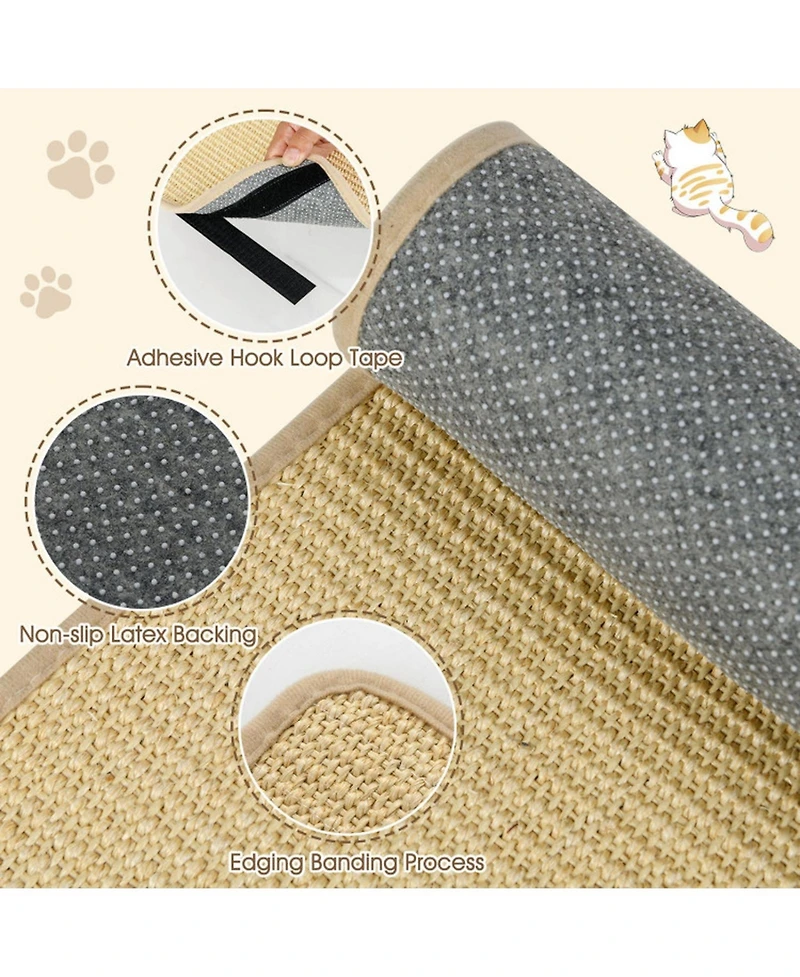 Sugift 4-Piece Cat Scratcher Mat Set 32 x 20 Inch Pads for Cats