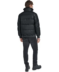 Karl Lagerfeld Paris Men's Sherpa Lined Stand Collar Puffer