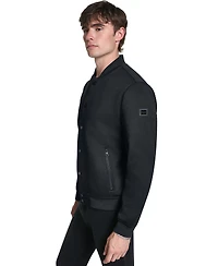 Karl Lagerfeld Men's Textured Varsity Zip Bomber Jacket