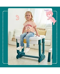 Sugift 5-in-1 Kids Activity Table and Chair Set with Storage and Building Block Board