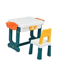 Sugift 5-in-1 Kids Activity Table and Chair Set with Storage and Building Block Board