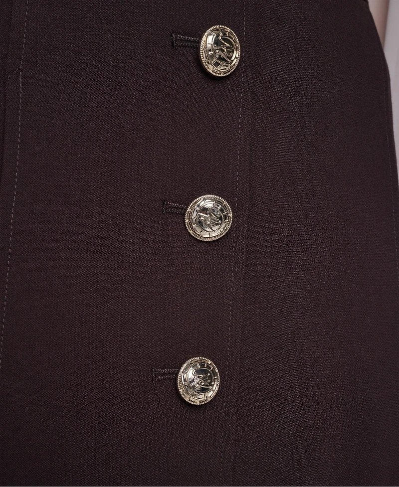 Karl Lagerfeld Paris Petite Button A-Line High-Waisted Mini Skirt