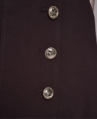 Karl Lagerfeld Paris Petite Button A-Line High-Waisted Mini Skirt