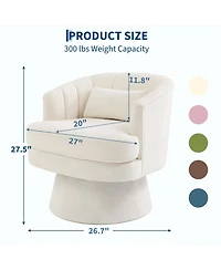 homfan Velvet Swivel Barrel Accent Chair with Lumbar Pillow, Soft Upholstered Armchair for Living Room Cozy 360degree(s) Round Base Reading