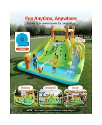 Hikeen Inflatable Bounce House, 13.3 x 11.4 x 8.4 ft Water Slide, Bouncer Castle with Climbing Wall, Double Tall Slides, Splash Pool