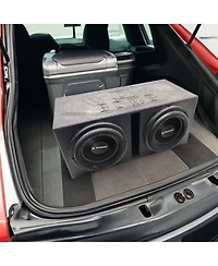 QPower QBOMB12V Dual 12" Vented Ported Subwoofer Sub Box with Bedliner Spray