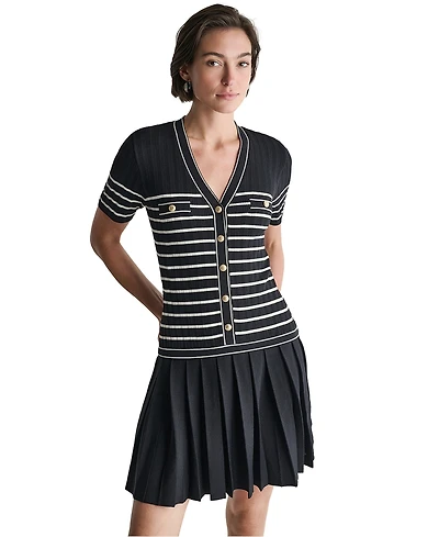 Bcbg Women's V-Neck Striped Drop-Waist Mini Dress