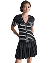 Bcbg Women's V-Neck Striped Drop-Waist Mini Dress