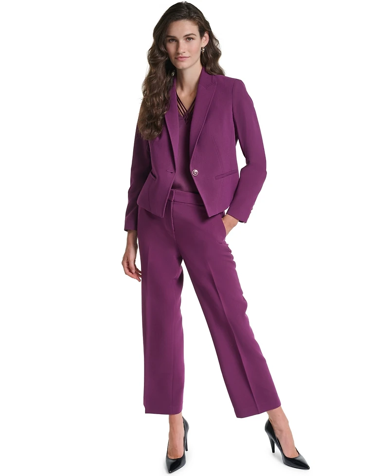 Karl Lagerfeld Paris Petite Cropped Single-Button Blazer