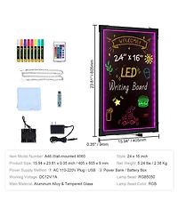 Yobtop Led Message Writing Board Illuminated Erasable Lighted Chalkboard, Neon Effect Menu Sign, Drawing Board with 8 Markers and Remote