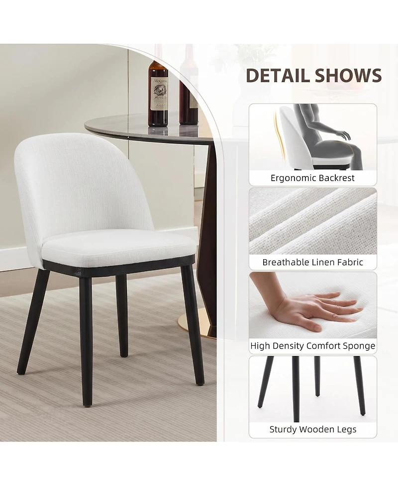 Gaomon Wooden Dining Chairs Set of 4,Upholstered Kitchen Dining Room Chair,Modern Linen Fabric hollowed out Dinner Chair with Leveling Feet
