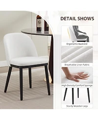 Gaomon Wooden Dining Chairs Set of 4,Upholstered Kitchen Dining Room Chair,Modern Linen Fabric hollowed out Dinner Chair with Leveling Feet