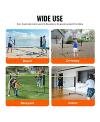 Sugift Foldable Height Adjustable Multi-Sport Net Set with Poles Stand and Carry Bag