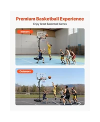 Sugift Portable Basketball Hoop 5.25 to 10 feet Height Adjustment with 48 in Pc Backboard and Wheels