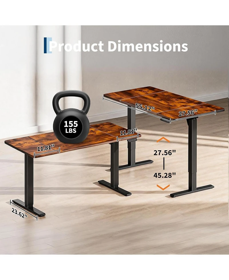 homfan 47"x24" Electric Sit-Stand Desk, 2-Fold Top, Height Adjustable