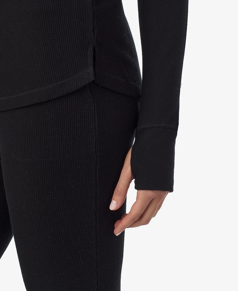 Cuddl Duds Women's Waffle-Knit Thermal Stretch Long-Sleeve Crew-Neck Top