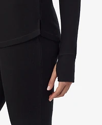 Cuddl Duds Women's Waffle-Knit Thermal Stretch Long-Sleeve Crew-Neck Top